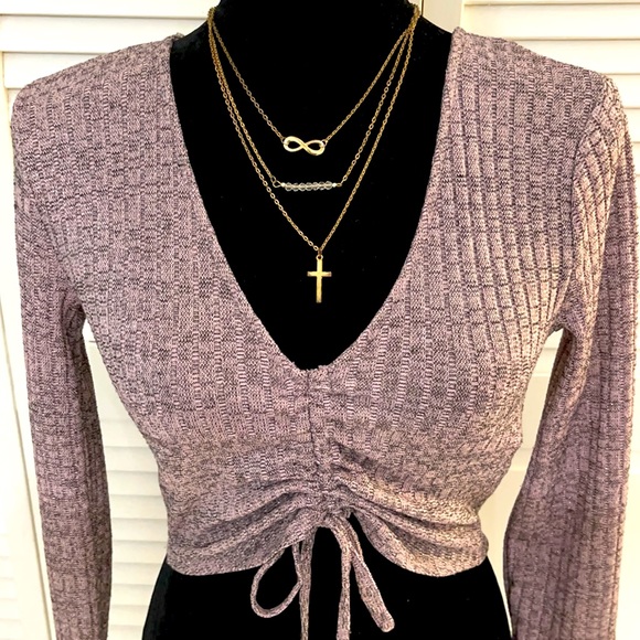 FOREEVER 21 Contemporary | Women’s Drawstring Ruched Front Crop Sweater Size M - Picture 5 of 6